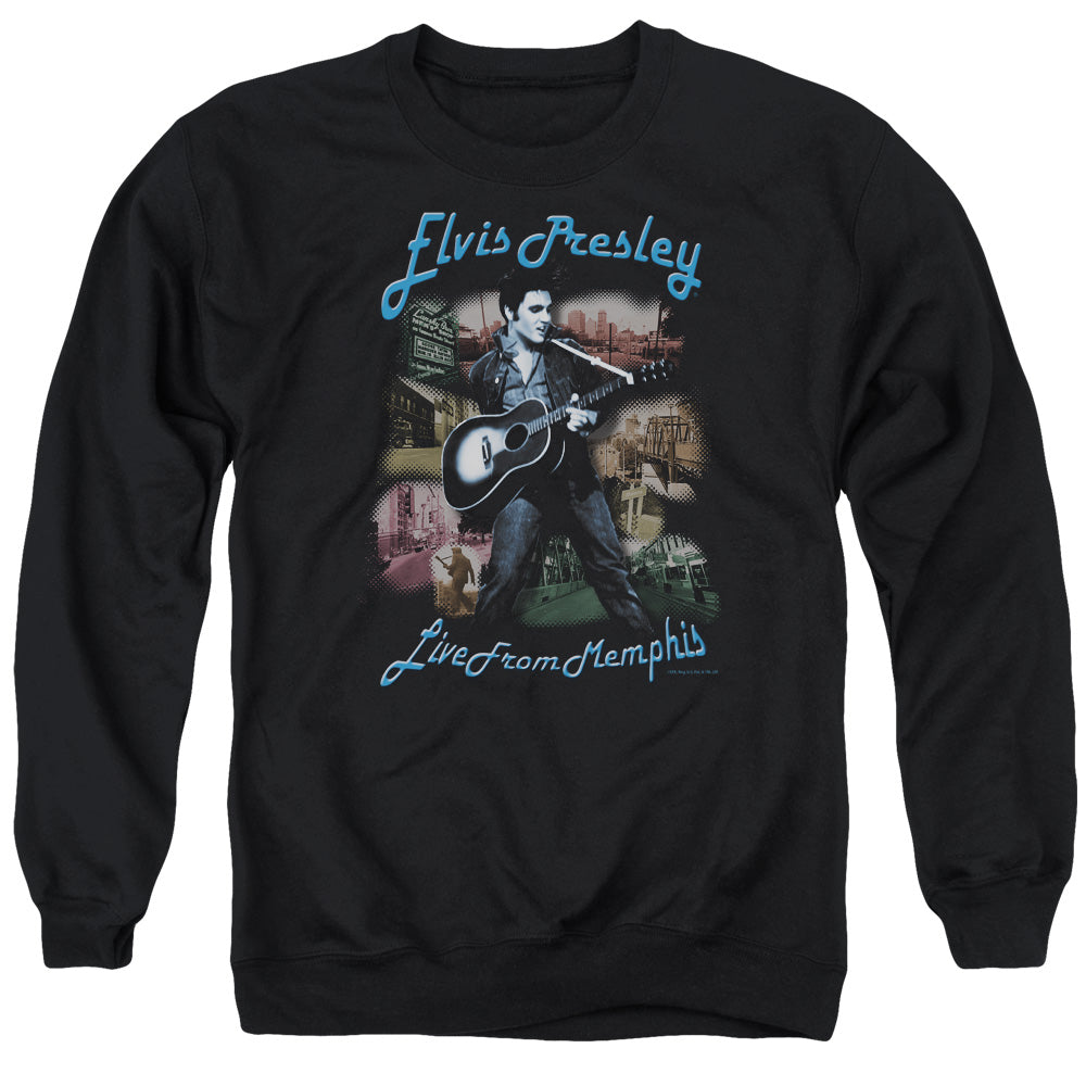 ELVIS PRESLEY/MEMPHIS - ADULT CREWNECK SWEATSHIRT - BLACK