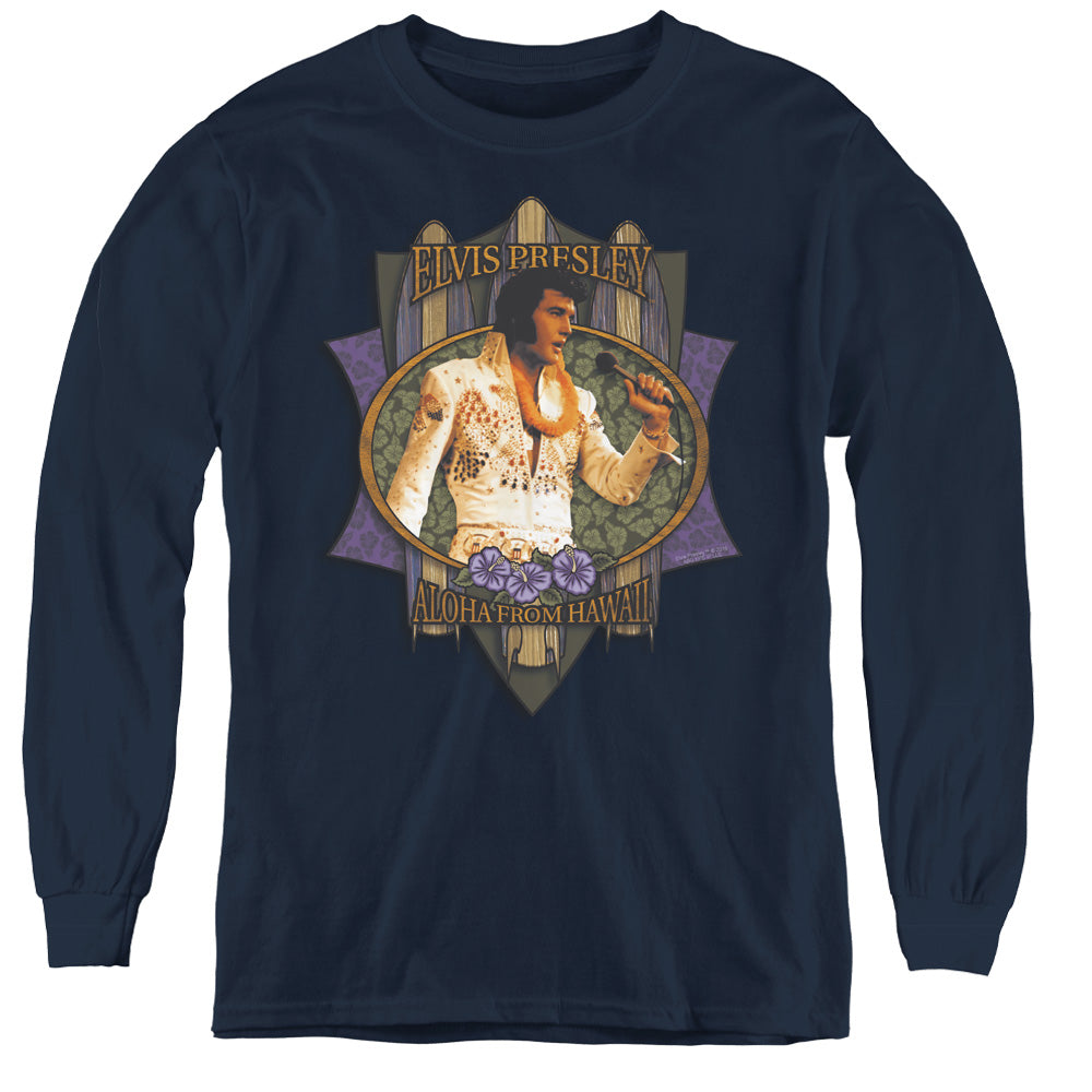 ELVIS PRESLEY/ALOHA FROM HAWAII - YOUTH LONG SLEEVE TEE - NAVY