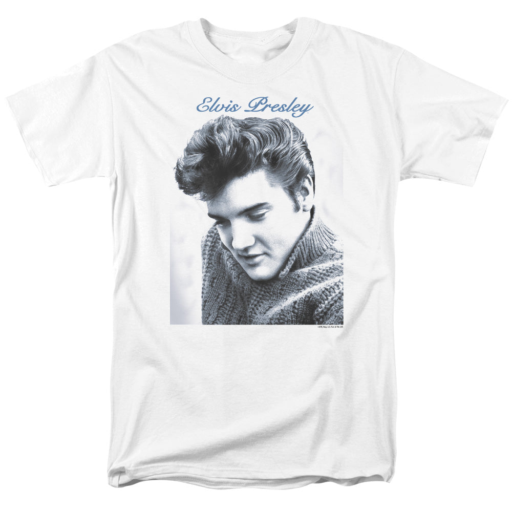 ELVIS PRESLEY/SCRIPT SWEATER - S/S ADULT 18/1 - WHITE