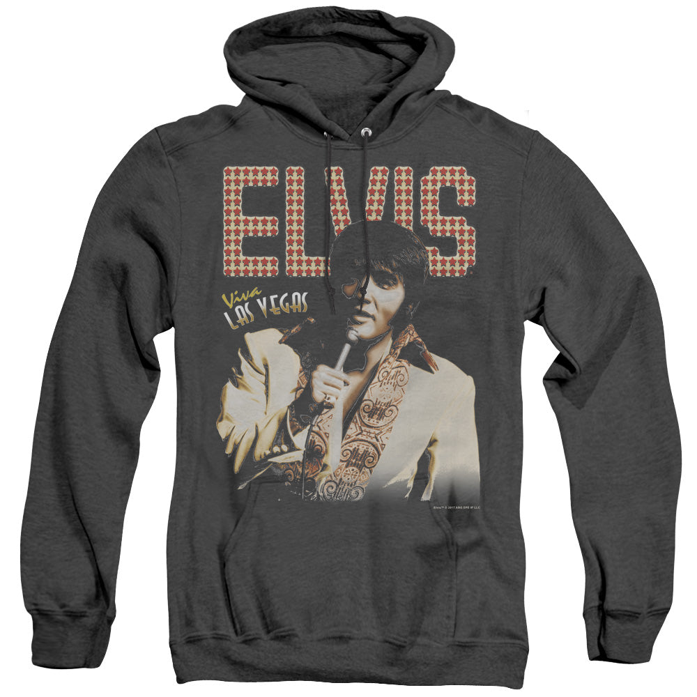 ELVIS PRESLEY/VIVA STAR - ADULT HEATHER HOODIE - BLACK