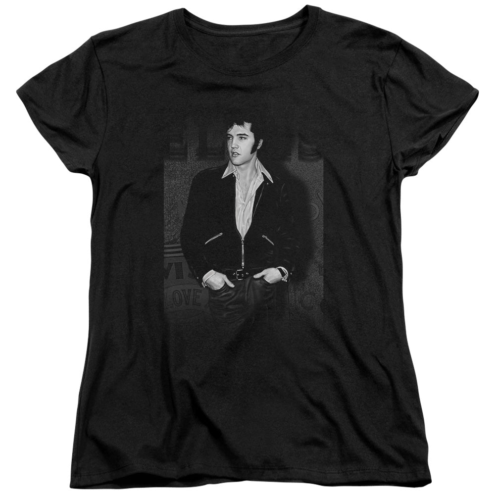 ELVIS PRESLEY/JUST COOL - S/S WOMENS TEE - BLACK