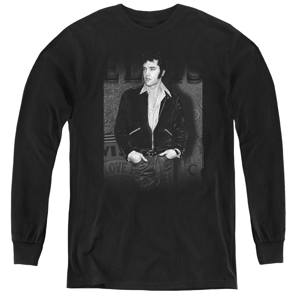 ELVIS PRESLEY/JUST COOL - YOUTH LONG SLEEVE TEE - BLACK