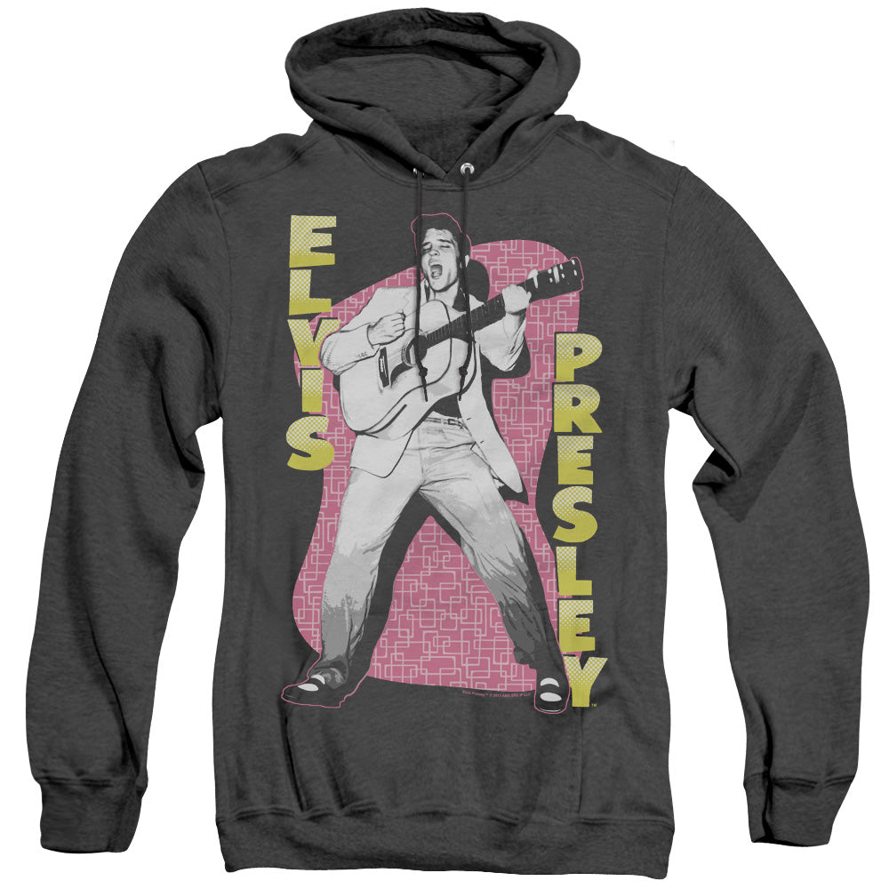 ELVIS PRESLEY/PINK ROCK - ADULT HEATHER HOODIE - BLACK