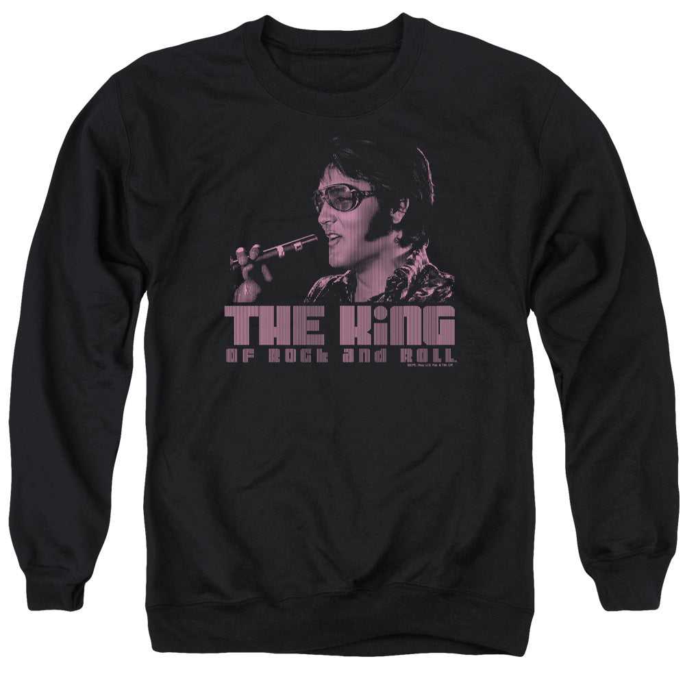 ELVIS PRESLEY/THE KING - ADULT CREWNECK SWEATSHIRT - BLACK