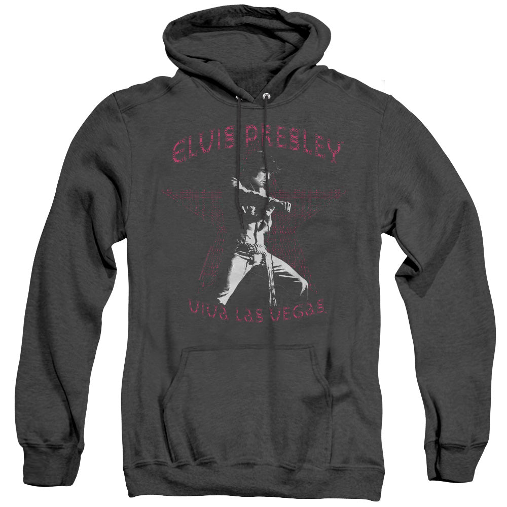 ELVIS PRESLEY/VIVA LAS VEGAS STAR - ADULT HEATHER HOODIE - BLACK