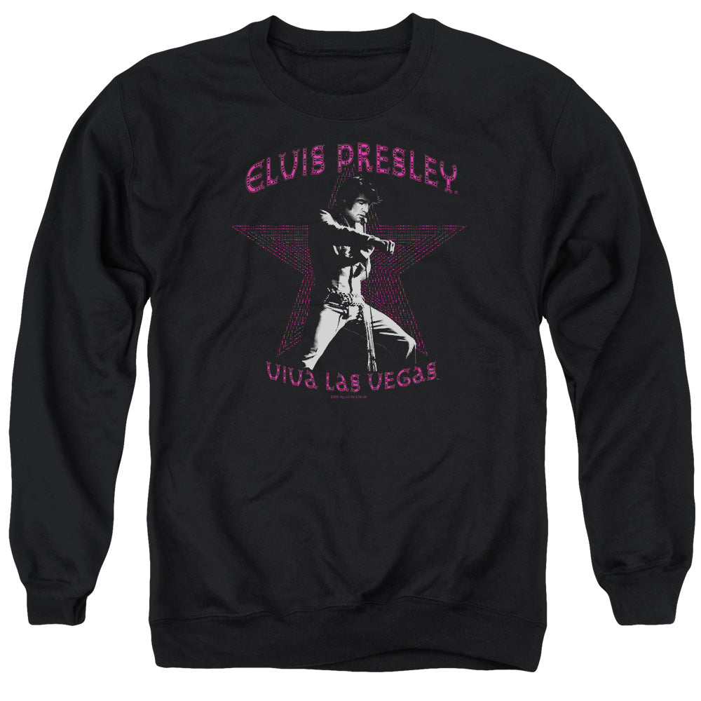 ELVIS PRESLEY/VIVA LAS VEGAS STAR - ADULT CREWNECK SWEATSHIRT - BLACK