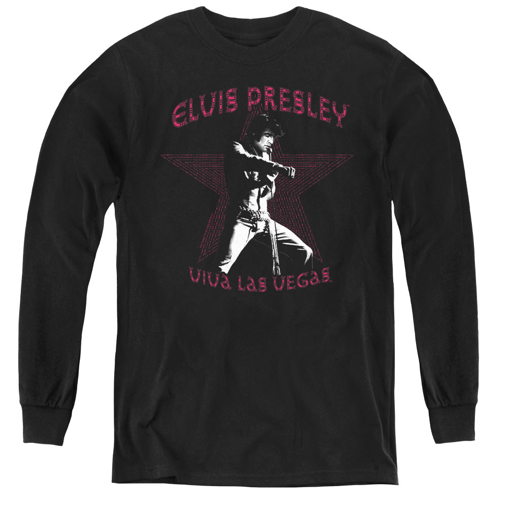 ELVIS PRESLEY/VIVA LAS VEGAS STAR - YOUTH LONG SLEEVE TEE - BLACK
