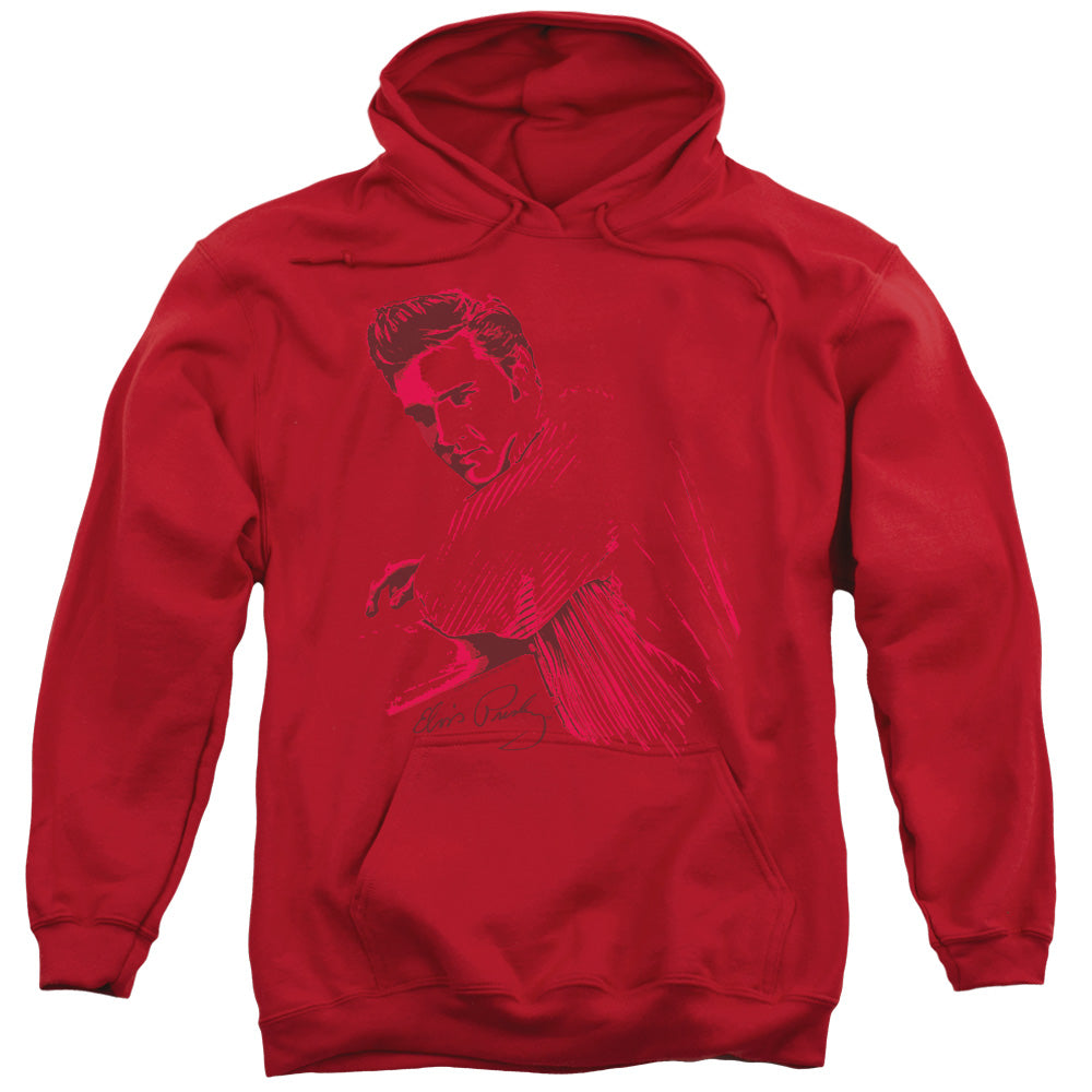 ELVIS PRESLEY/ON THE RANGE - ADULT PULLOVER HOODIE - RED