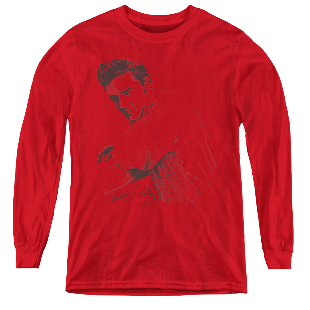 ELVIS PRESLEY/ON THE RANGE - YOUTH LONG SLEEVE TEE - RED