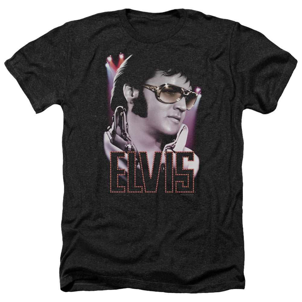 ELVIS PRESLEY/70S STAR - ADULT HEATHER - BLACK