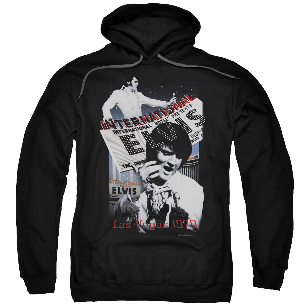 ELVIS PRESLEY/INTERNATIONAL HOTEL - ADULT PULLOVER HOODIE - BLACK
