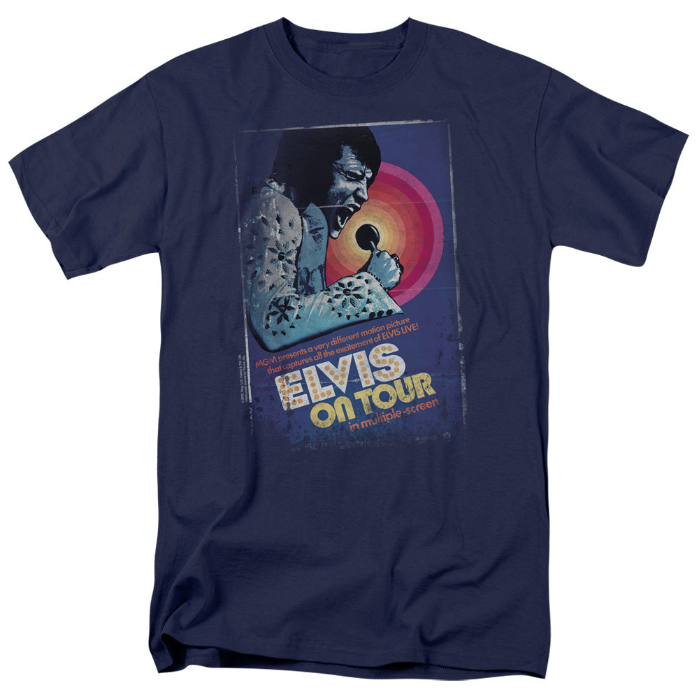 ELVIS PRESLEY/ON TOUR POSTER - S/S ADULT 18/1 - NAVY
