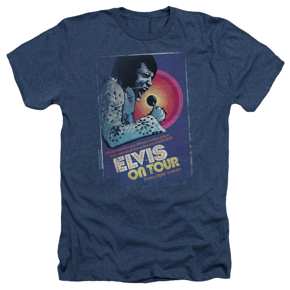 ELVIS PRESLEY/ON TOUR POSTER - ADULT HEATHER - NAVY