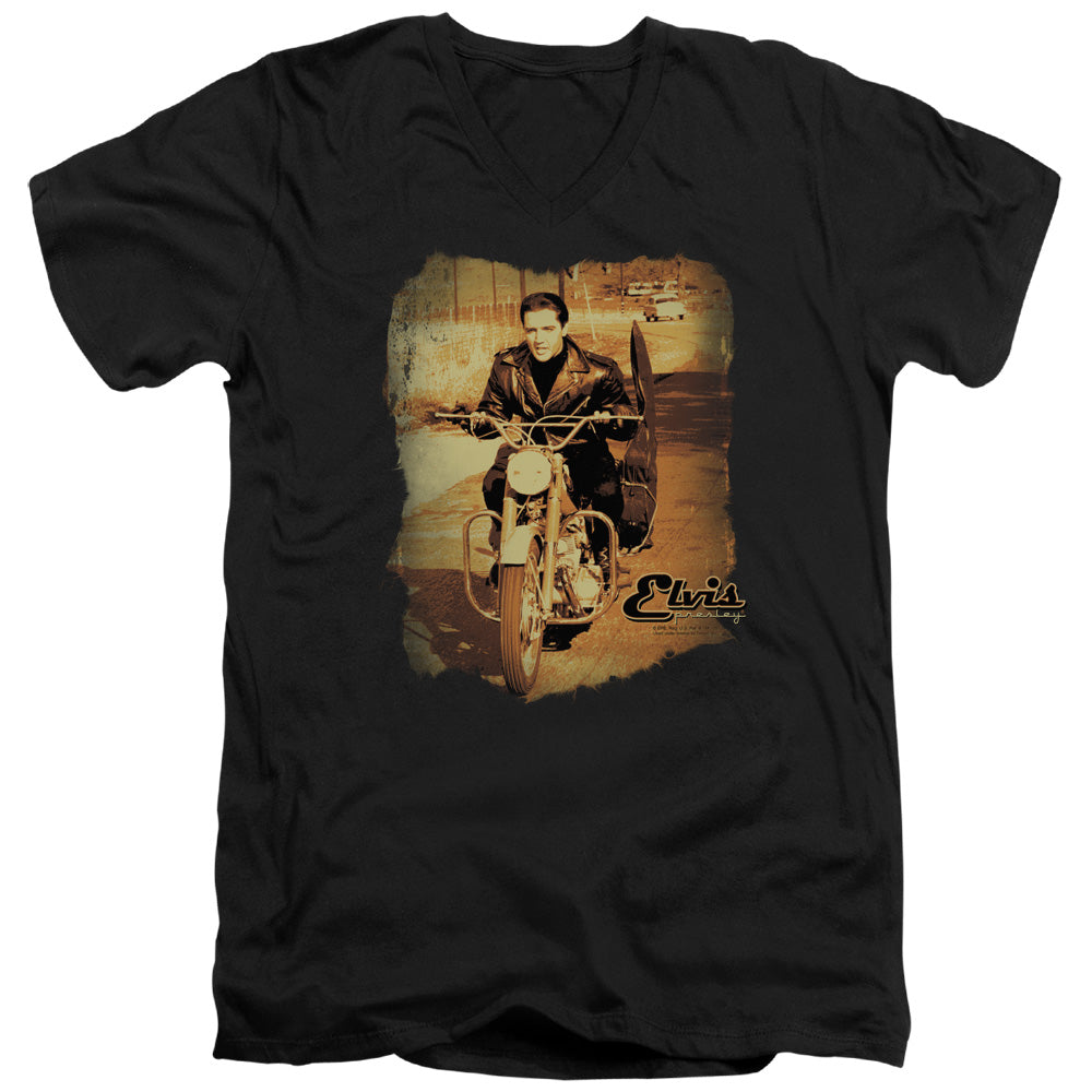 ELVIS PRESLEY/HIT THE ROAD - S/S ADULT V-NECK 30/1 - BLACK