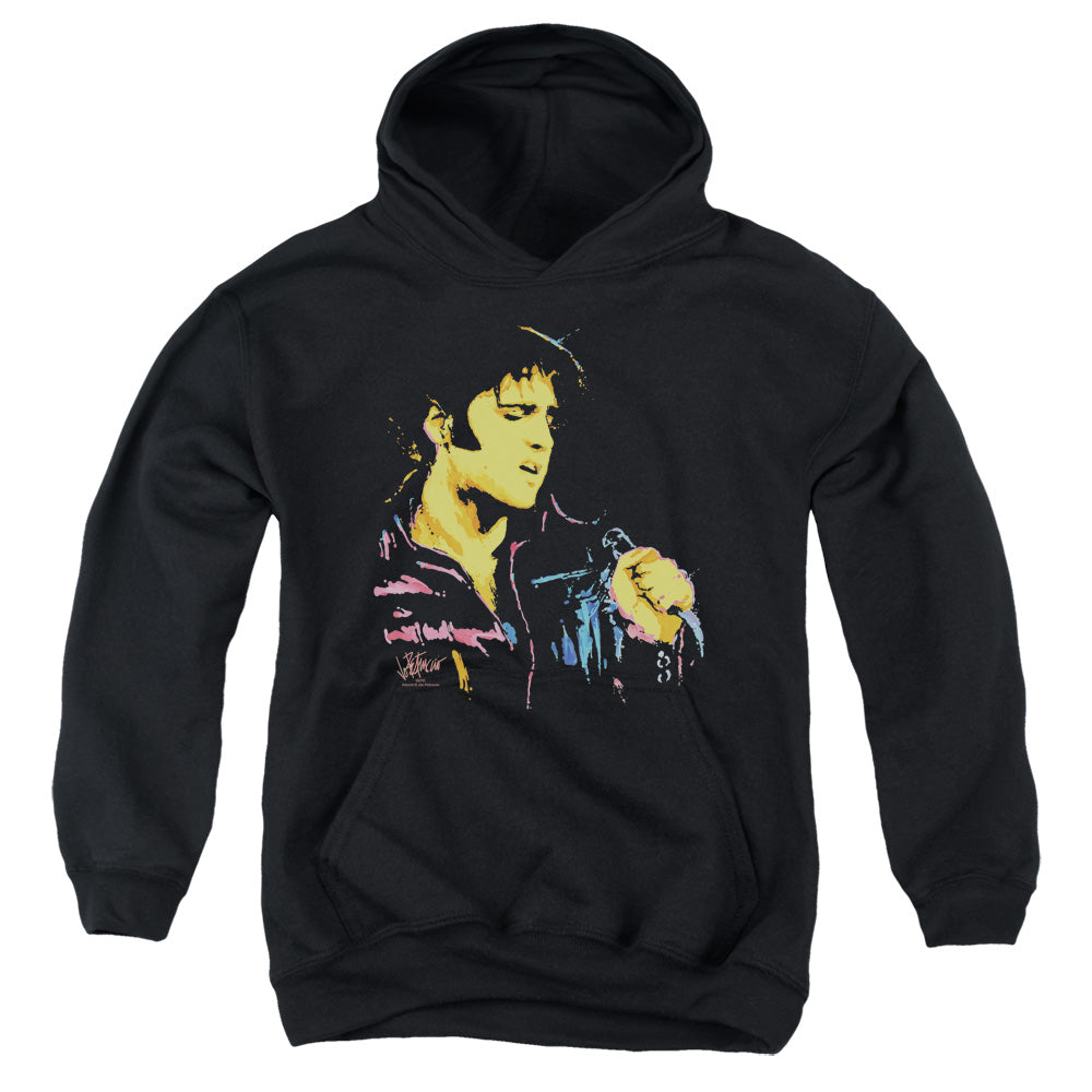 ELVIS PRESLEY/NEON ELVIS - YOUTH PULLOVER HOODIE - BLACK