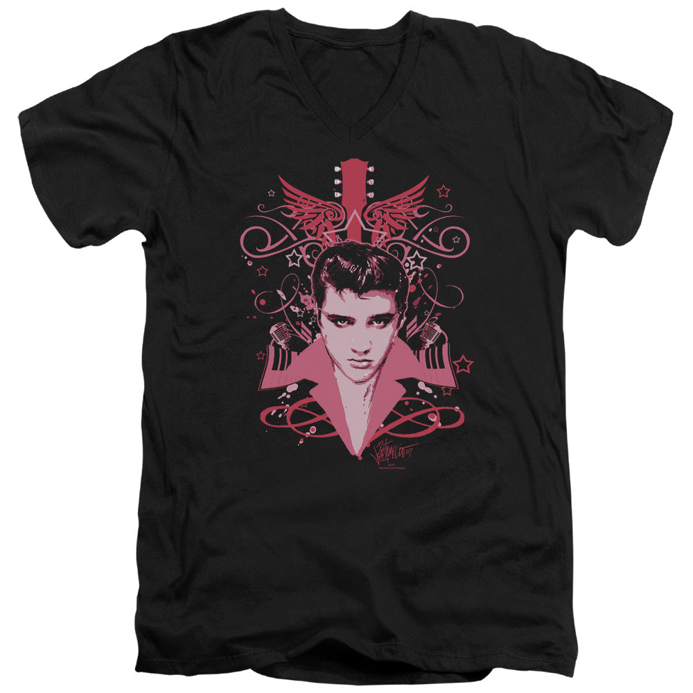 ELVIS PRESLEY/LETS FACE IT - S/S ADULT V-NECK 30/1 - BLACK
