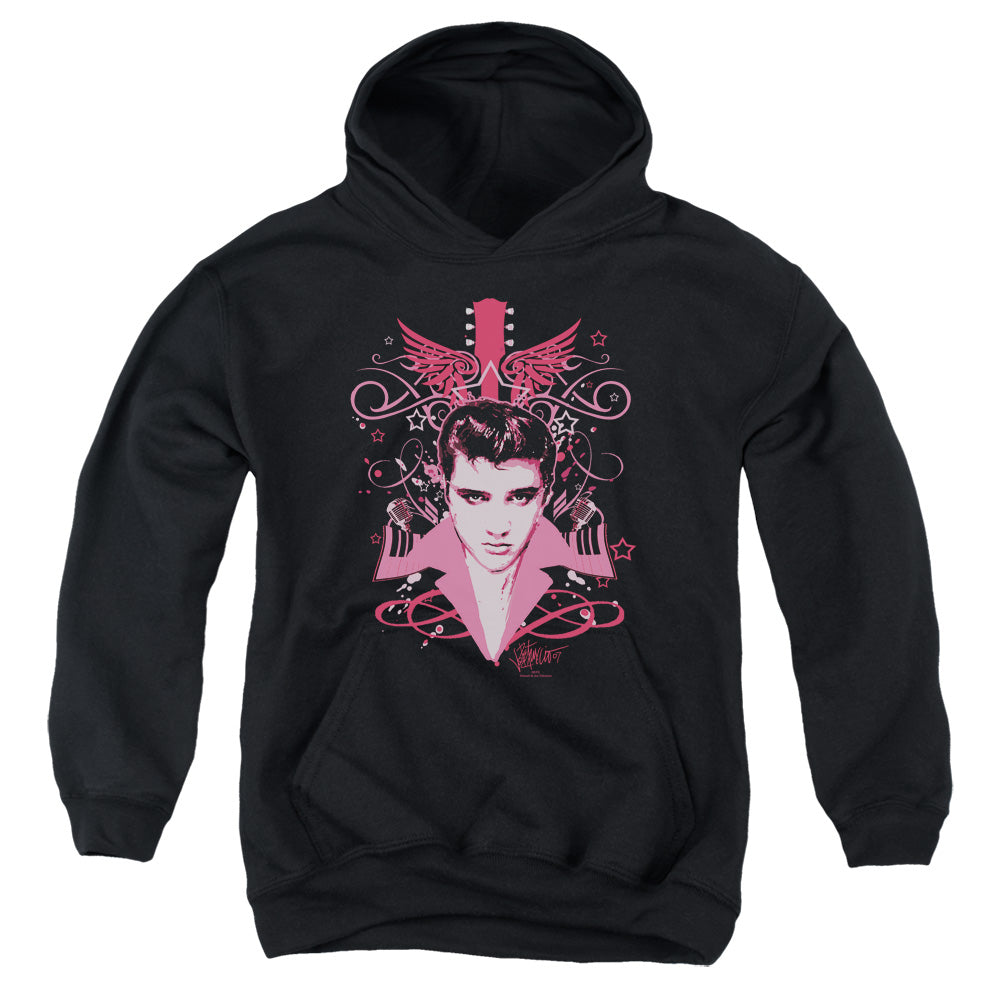 ELVIS PRESLEY/LETS FACE IT - YOUTH PULLOVER HOODIE - BLACK