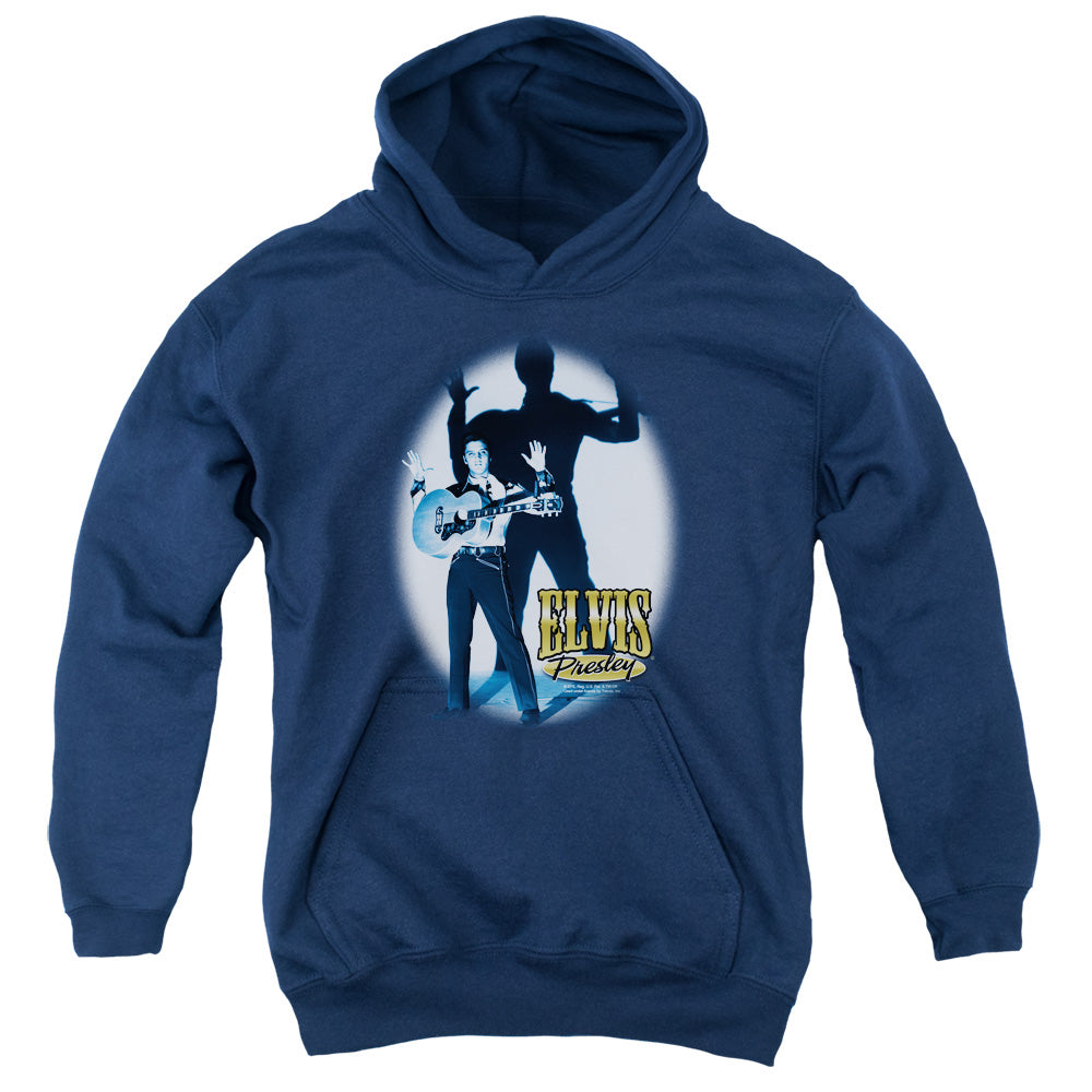 ELVIS PRESLEY/HANDS UP - YOUTH PULLOVER HOODIE - NAVY