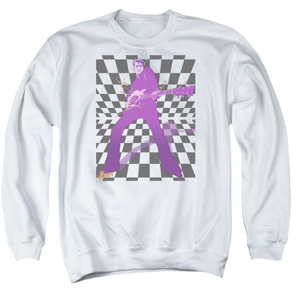 ELVIS PRESLEY/LETS ROCK - ADULT CREWNECK SWEATSHIRT - WHITE