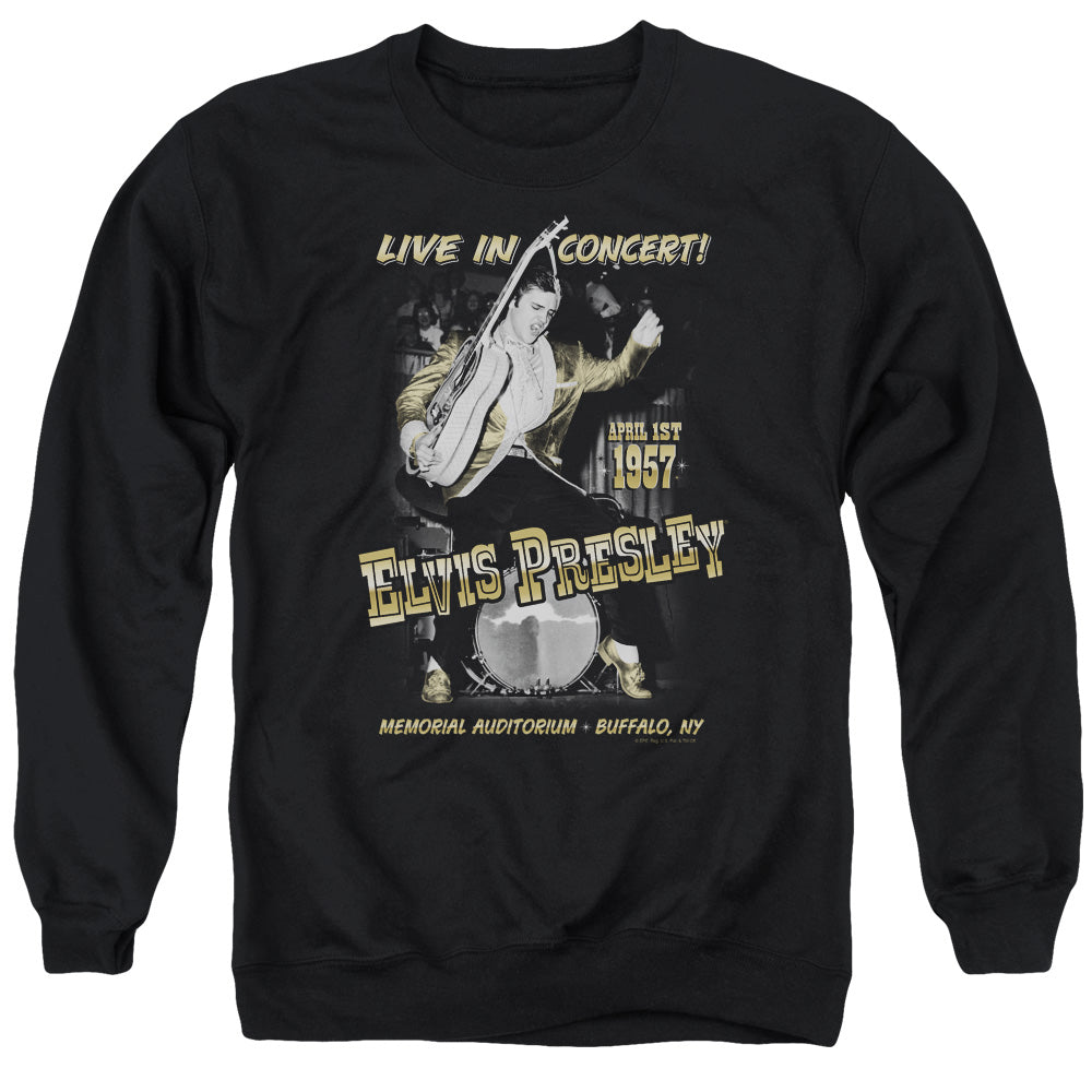 ELVIS PRESLEY/LIVE IN BUFFALO - ADULT CREWNECK SWEATSHIRT - BLACK