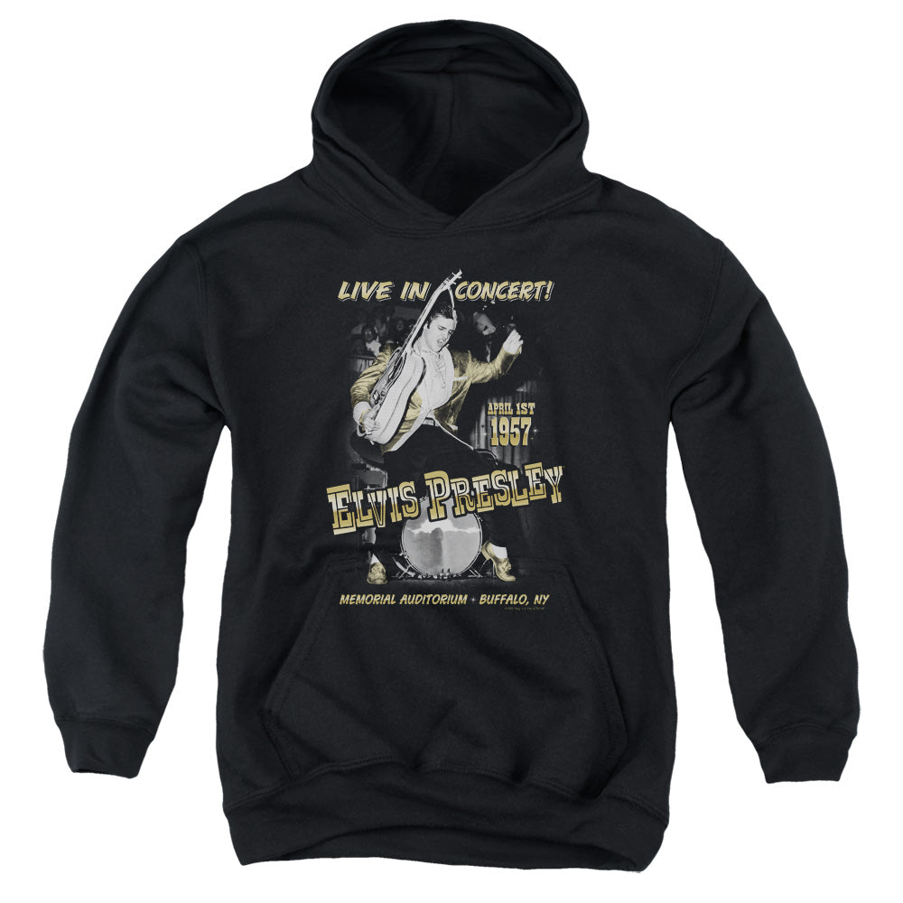 ELVIS PRESLEY/LIVE IN BUFFALO - YOUTH PULLOVER HOODIE - BLACK