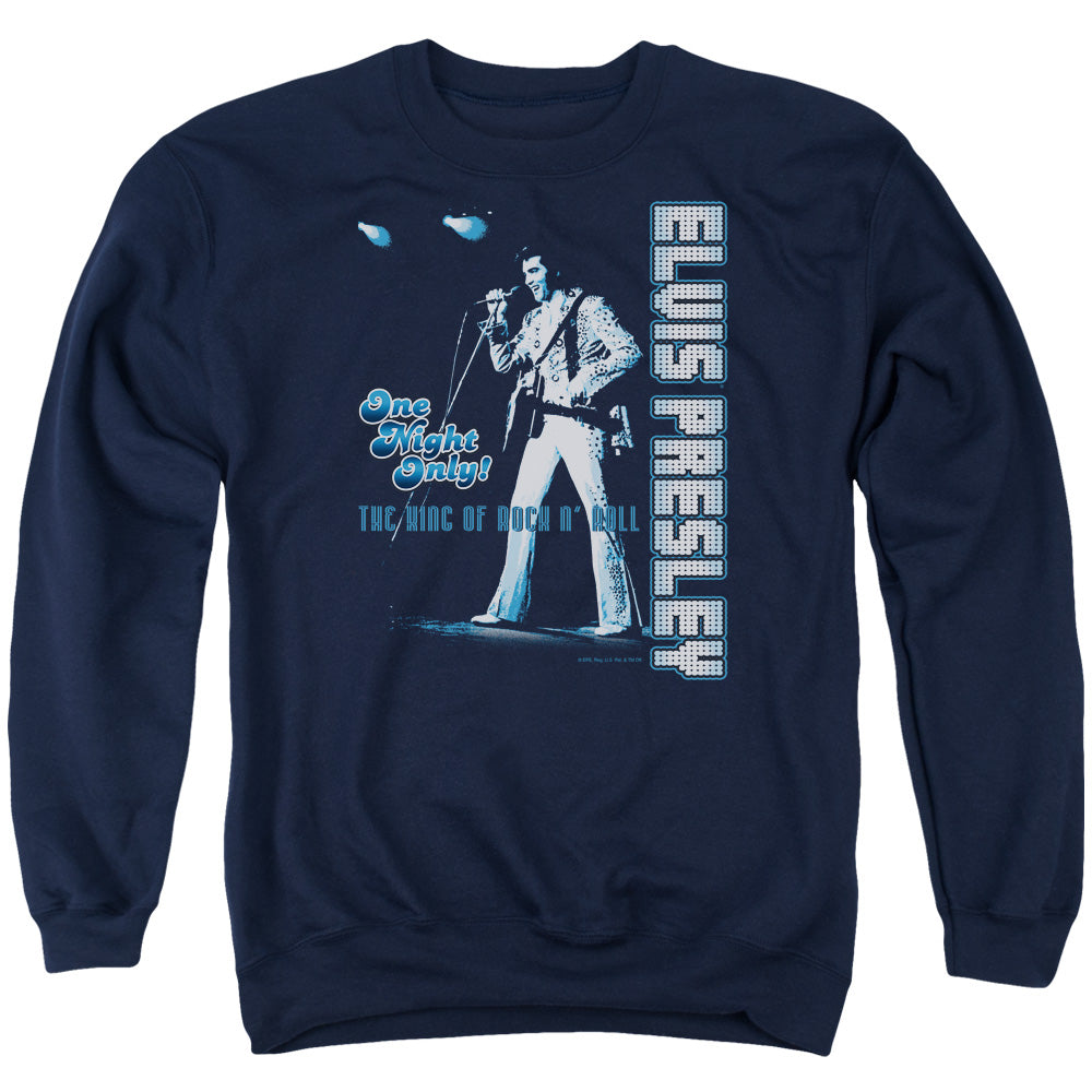 ELVIS PRESLEY/ONE NIGHT ONLY - ADULT CREWNECK SWEATSHIRT - NAVY