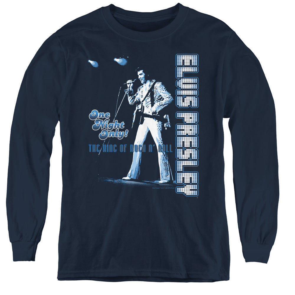 ELVIS PRESLEY/ONE NIGHT ONLY - YOUTH LONG SLEEVE TEE - NAVY