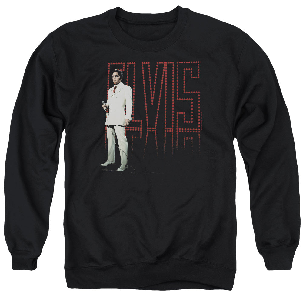 ELVIS PRESLEY/WHITE SUIT - ADULT CREWNECK SWEATSHIRT - BLACK