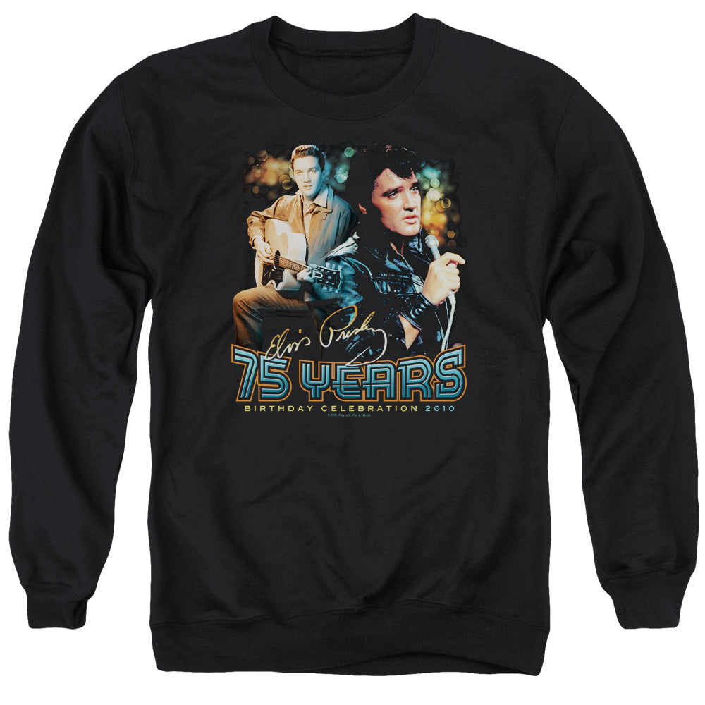 ELVIS PRESLEY/75 YEARS - ADULT CREWNECK SWEATSHIRT - BLACK