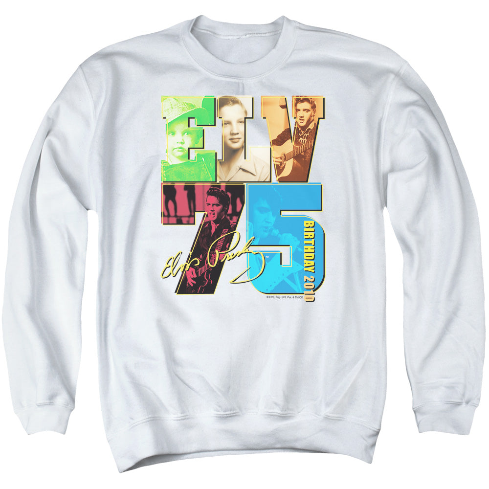 ELVIS PRESLEY/BIRTHDAY 2010 - ADULT CREWNECK SWEATSHIRT - WHITE