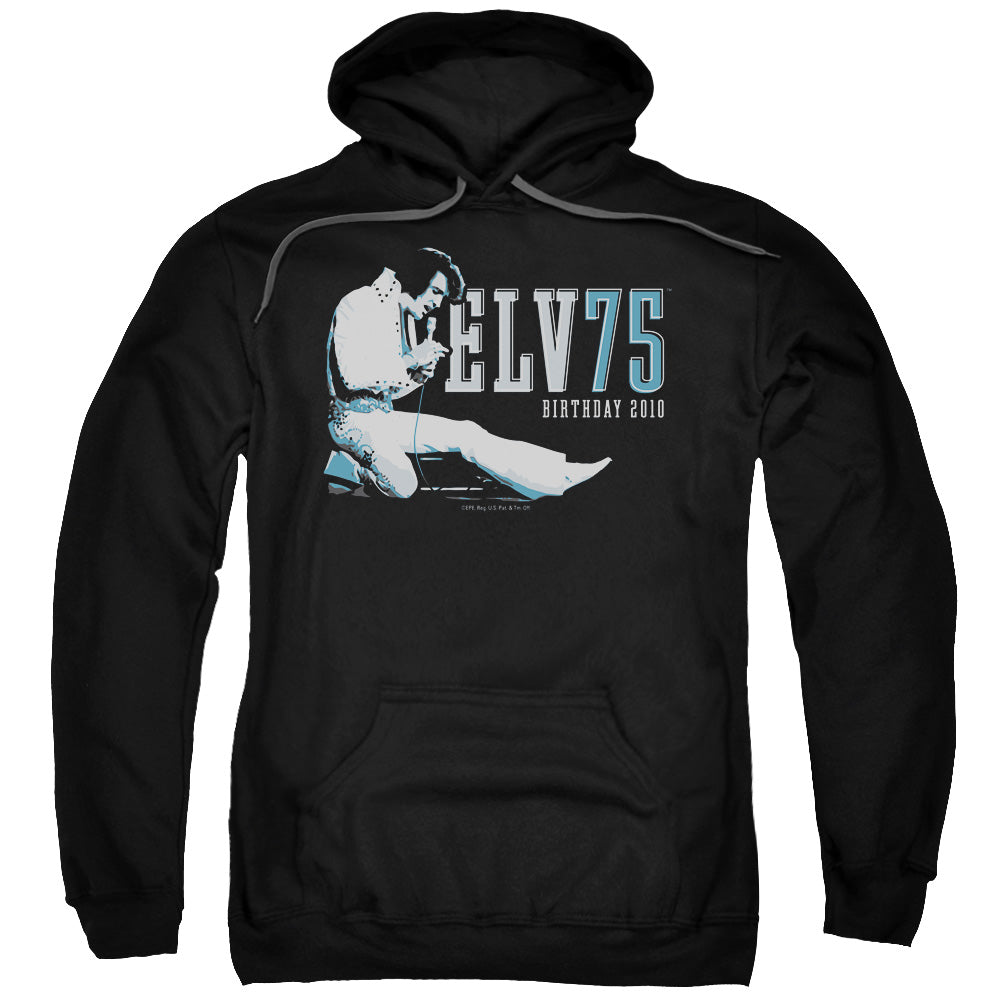ELVIS PRESLEY/ELV 75 LOGO - ADULT PULLOVER HOODIE - BLACK