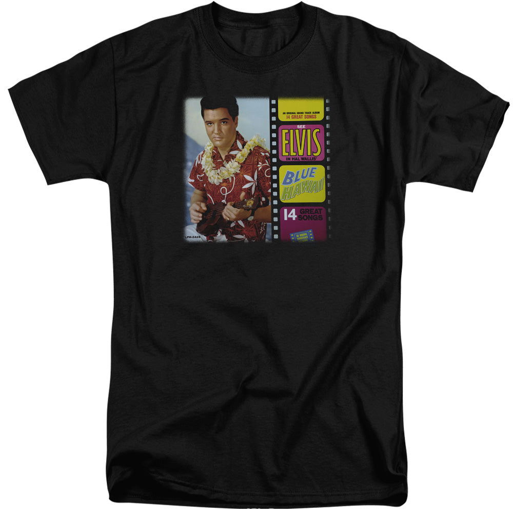 ELVIS PRESLEY/BLUE HAWAII ALBUM - S/S ADULT TALL 18/1 - BLACK
