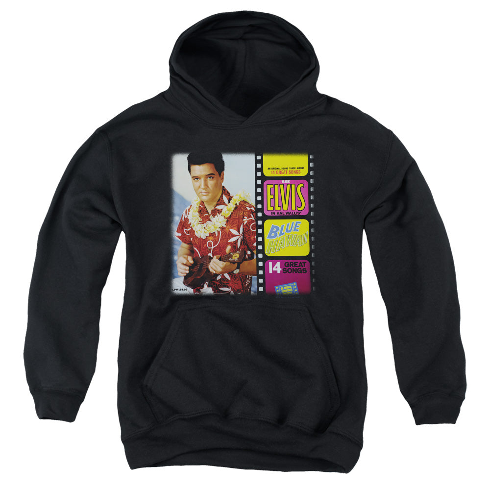 ELVIS PRESLEY/BLUE HAWAII ALBUM - YOUTH PULLOVER HOODIE - BLACK