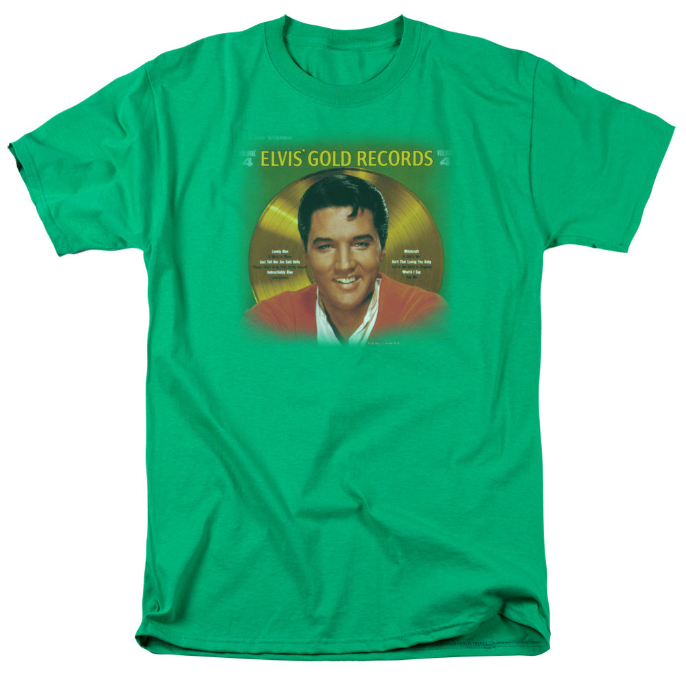 ELVIS PRESLEY/GOLD RECORDS - S/S ADULT 18/1 - KELLY GREEN