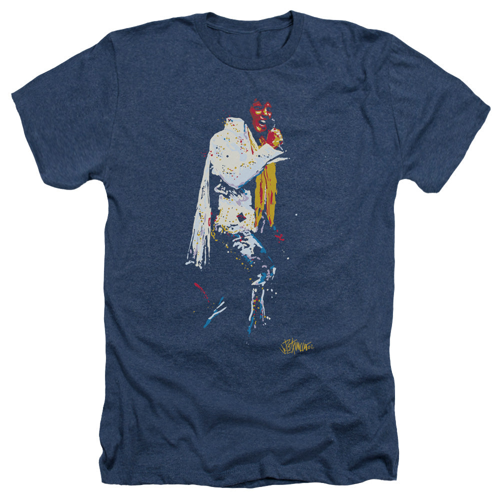 ELVIS PRESLEY/YELLOW SCARF - ADULT HEATHER - NAVY