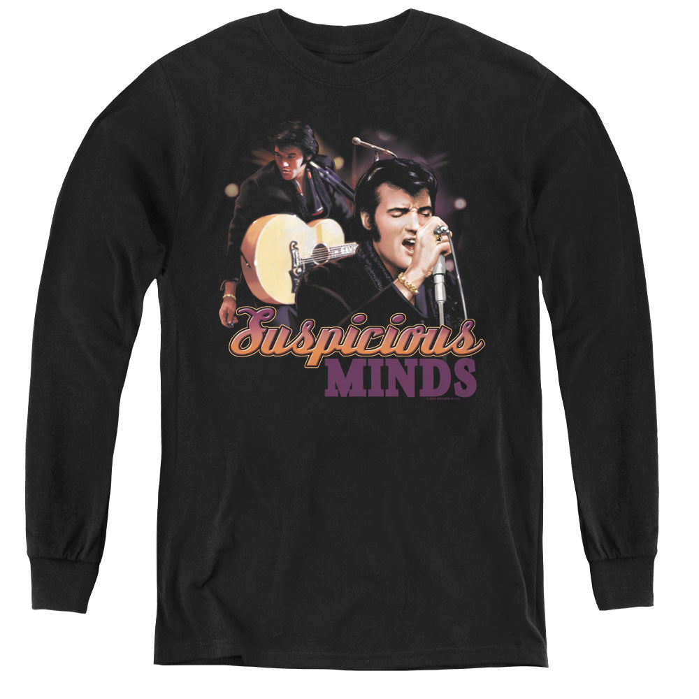 ELVIS PRESLEY/SUSPICIOUS MINDS - YOUTH LONG SLEEVE TEE - BLACK