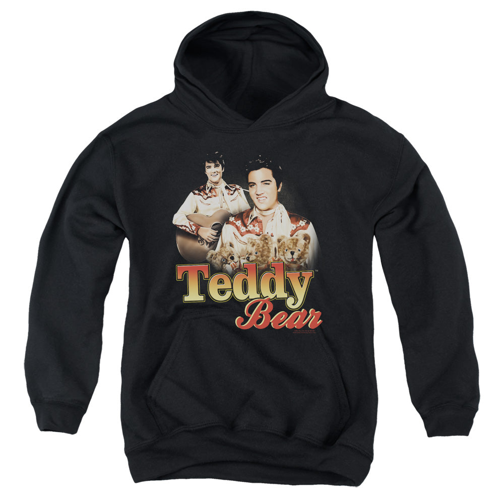 ELVIS PRESLEY/TEDDY BEAR - YOUTH PULLOVER HOODIE - BLACK