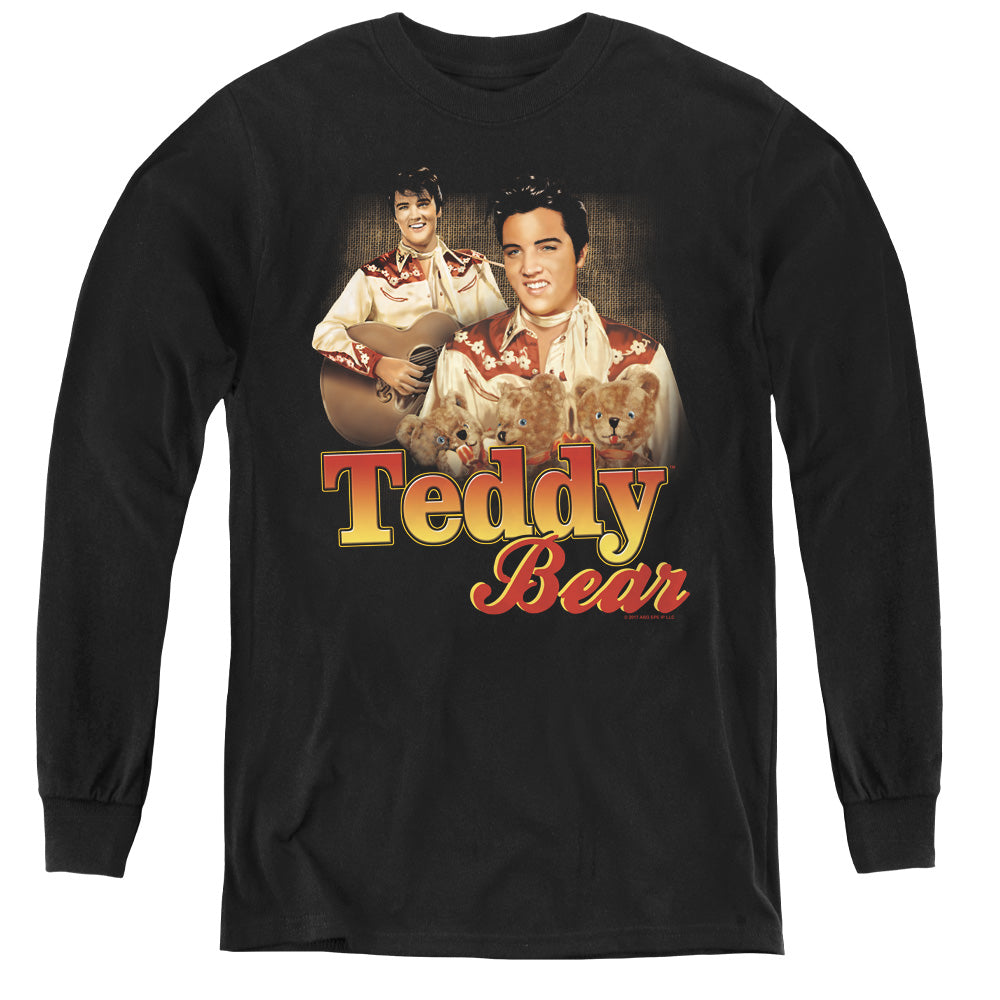 ELVIS PRESLEY/TEDDY BEAR - YOUTH LONG SLEEVE TEE - BLACK