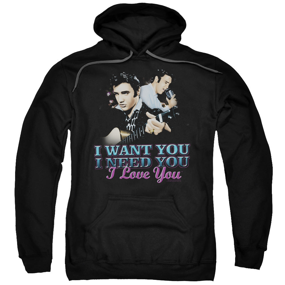 ELVIS PRESLEY/I WANT YOU - ADULT PULLOVER HOODIE - BLACK