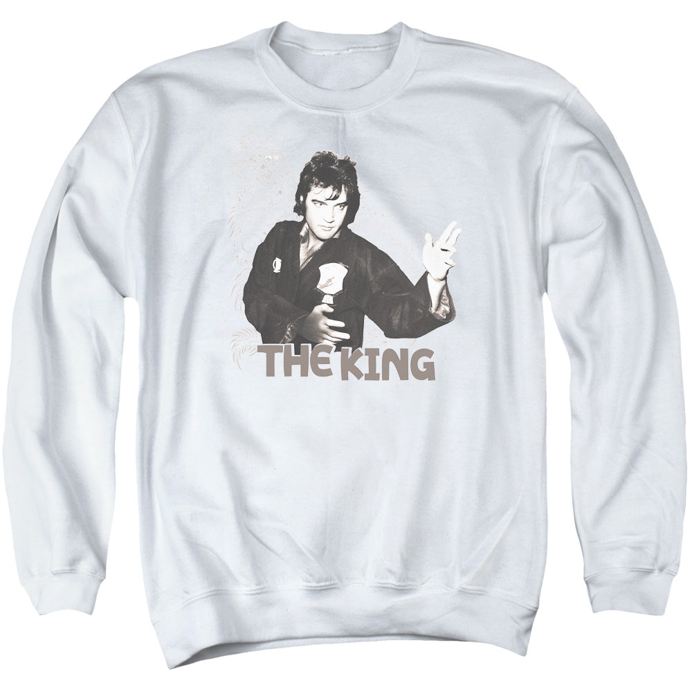 ELVIS PRESLEY/FIGHTING KING - ADULT CREWNECK SWEATSHIRT - WHITE