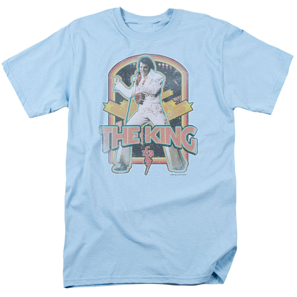 ELVIS PRESLEY/DISTRESSED KING - S/S ADULT 18/1 - LIGHT BLUE