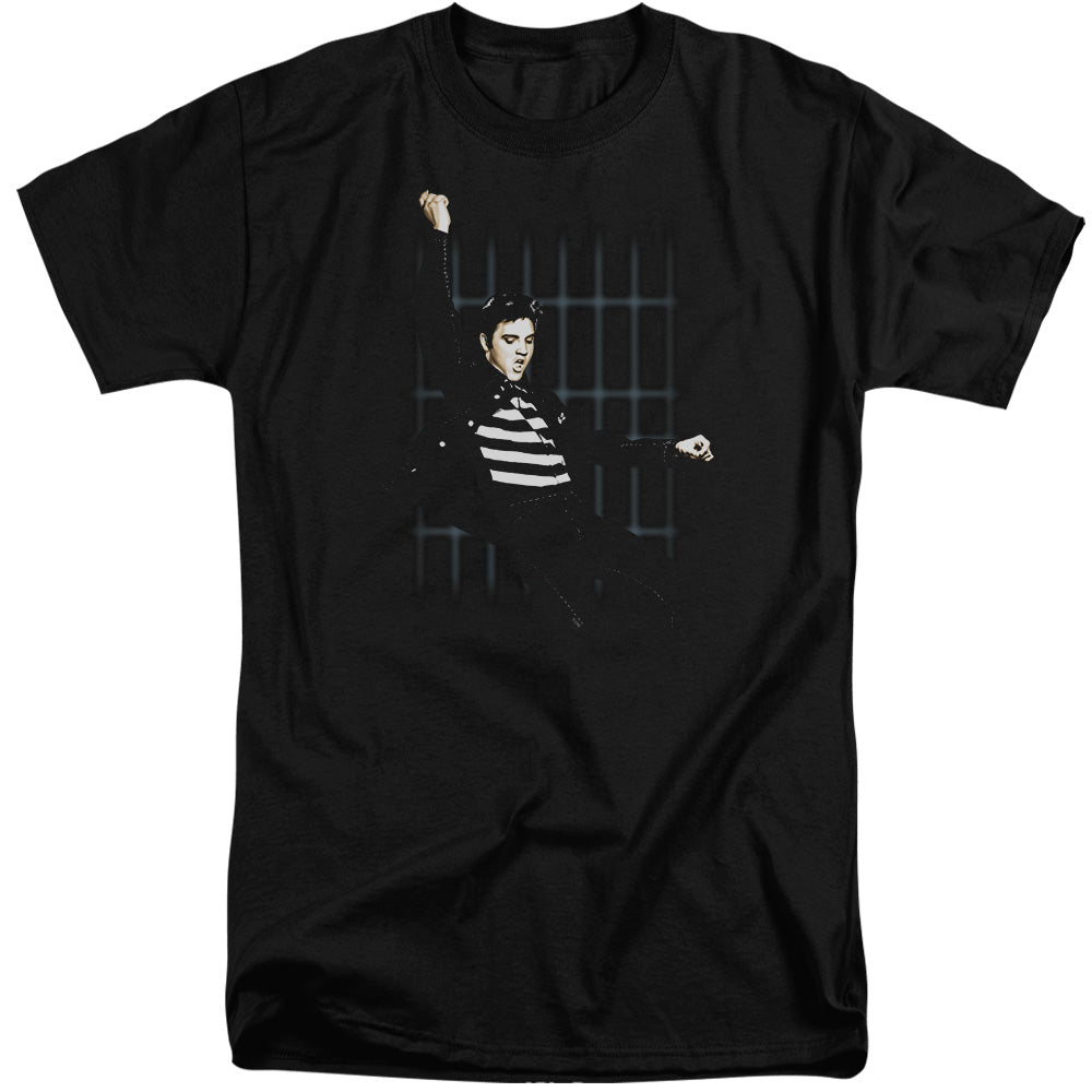 ELVIS PRESLEY/BLUE BARS - S/S ADULT TALL 18/1 - BLACK
