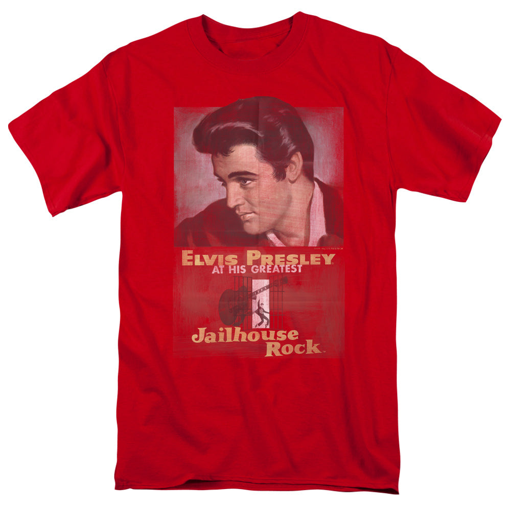 ELVIS PRESLEY/JAILHOUSE ROCK POSTER - S/S ADULT 18/1 - RED