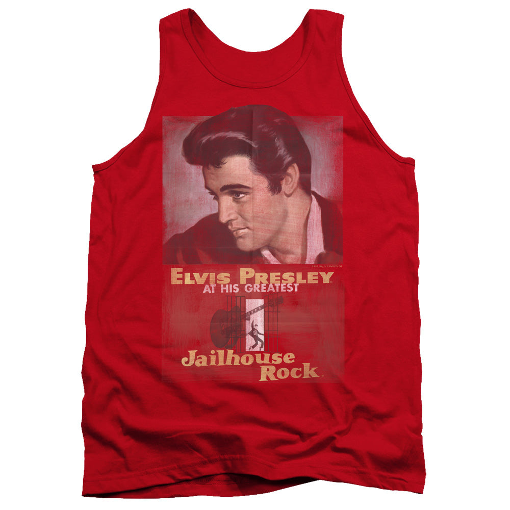 ELVIS PRESLEY/JAILHOUSE ROCK POSTER - ADULT TANK - RED
