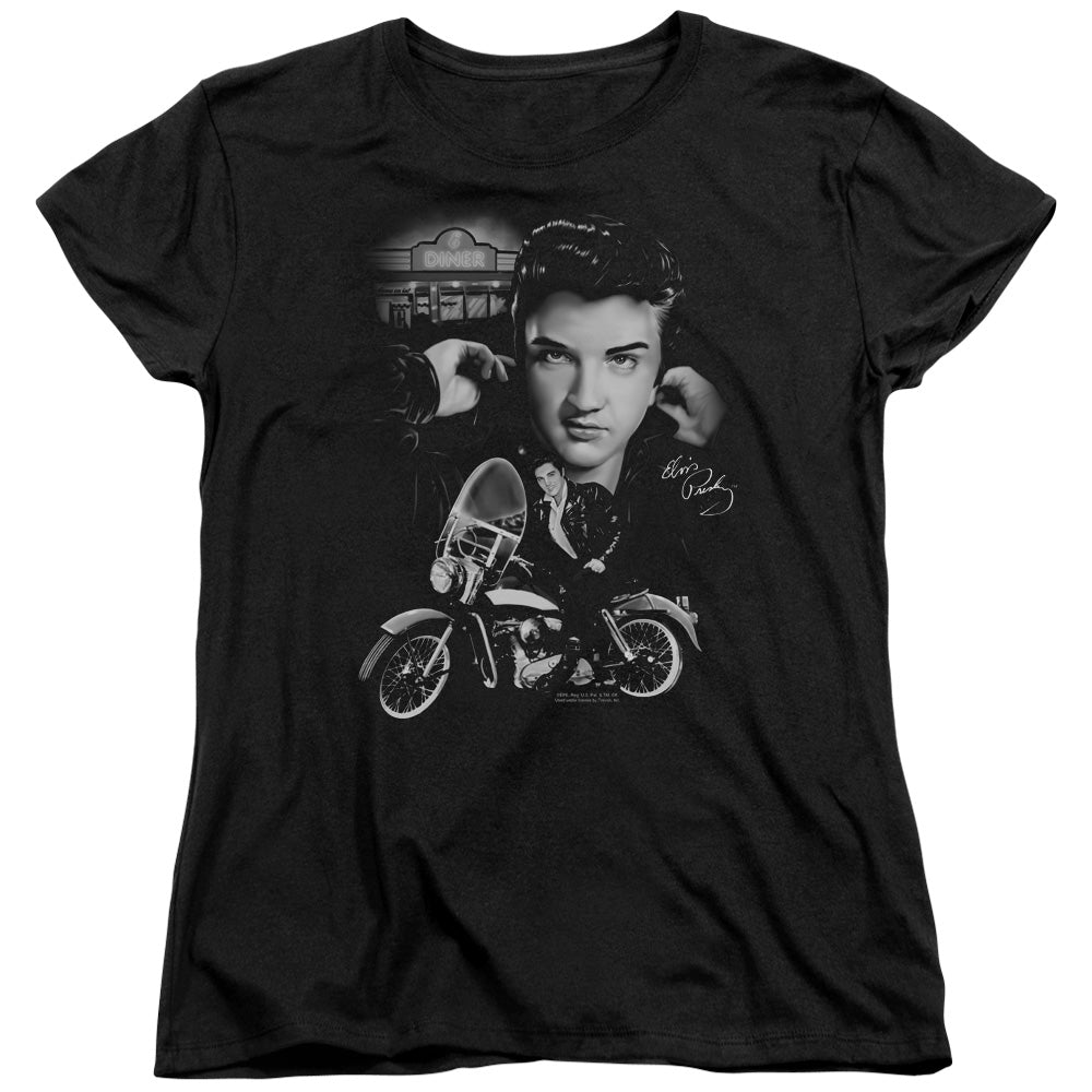 ELVIS PRESLEY/THE KING RIDES AGAIN - S/S WOMENS TEE - BLACK