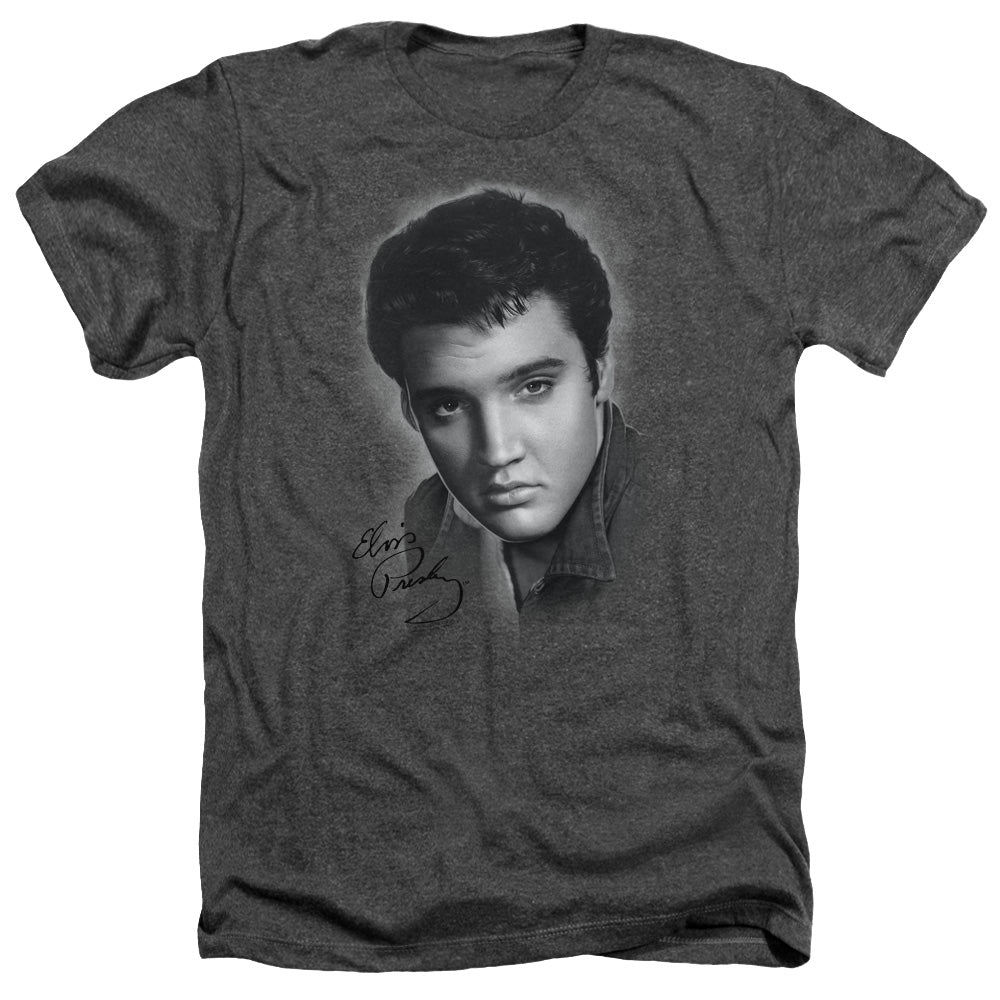 ELVIS PRESLEY/GREY PORTRAIT - ADULT HEATHER - CHARCOAL