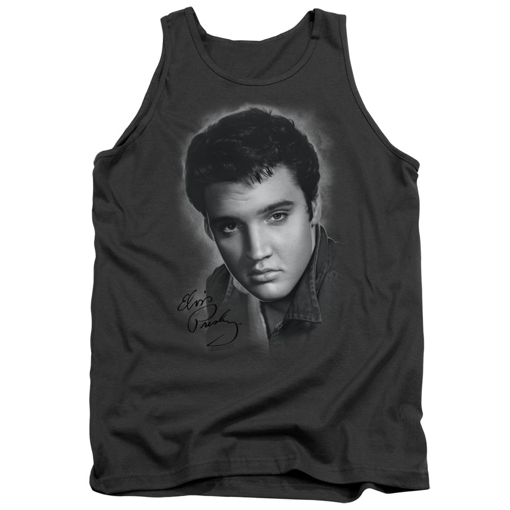 ELVIS PRESLEY/GREY PORTRAIT - ADULT TANK - CHARCOAL