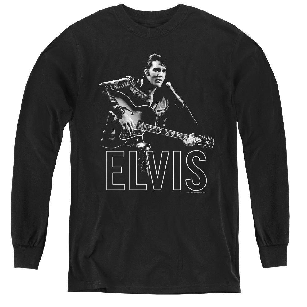 ELVIS PRESLEY/GUITAR IN HAND - YOUTH LONG SLEEVE TEE - BLACK