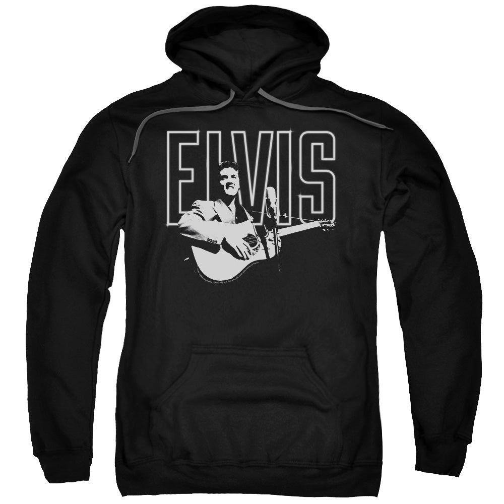 ELVIS PRESLEY/WHITE GLOW - ADULT PULLOVER HOODIE - BLACK
