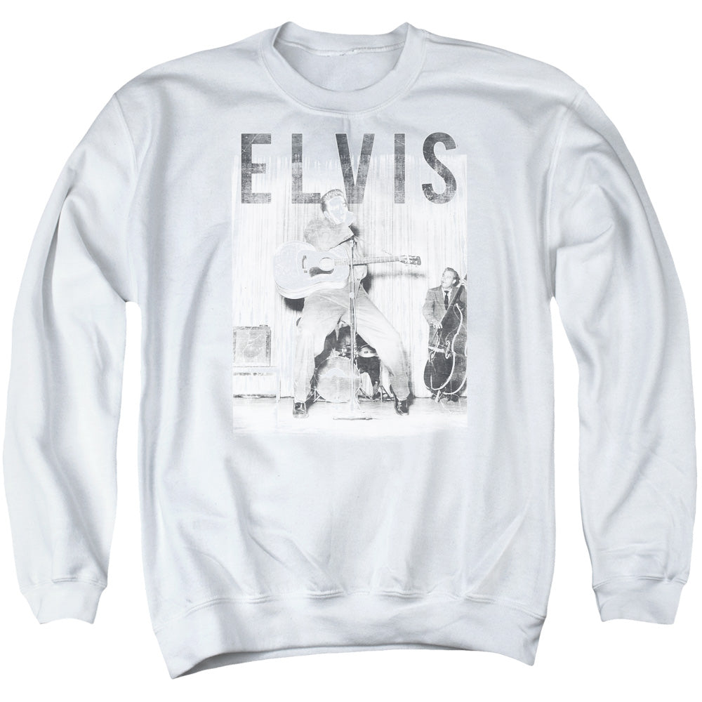 ELVIS PRESLEY/WITH THE BAND - ADULT CREWNECK SWEATSHIRT - WHITE